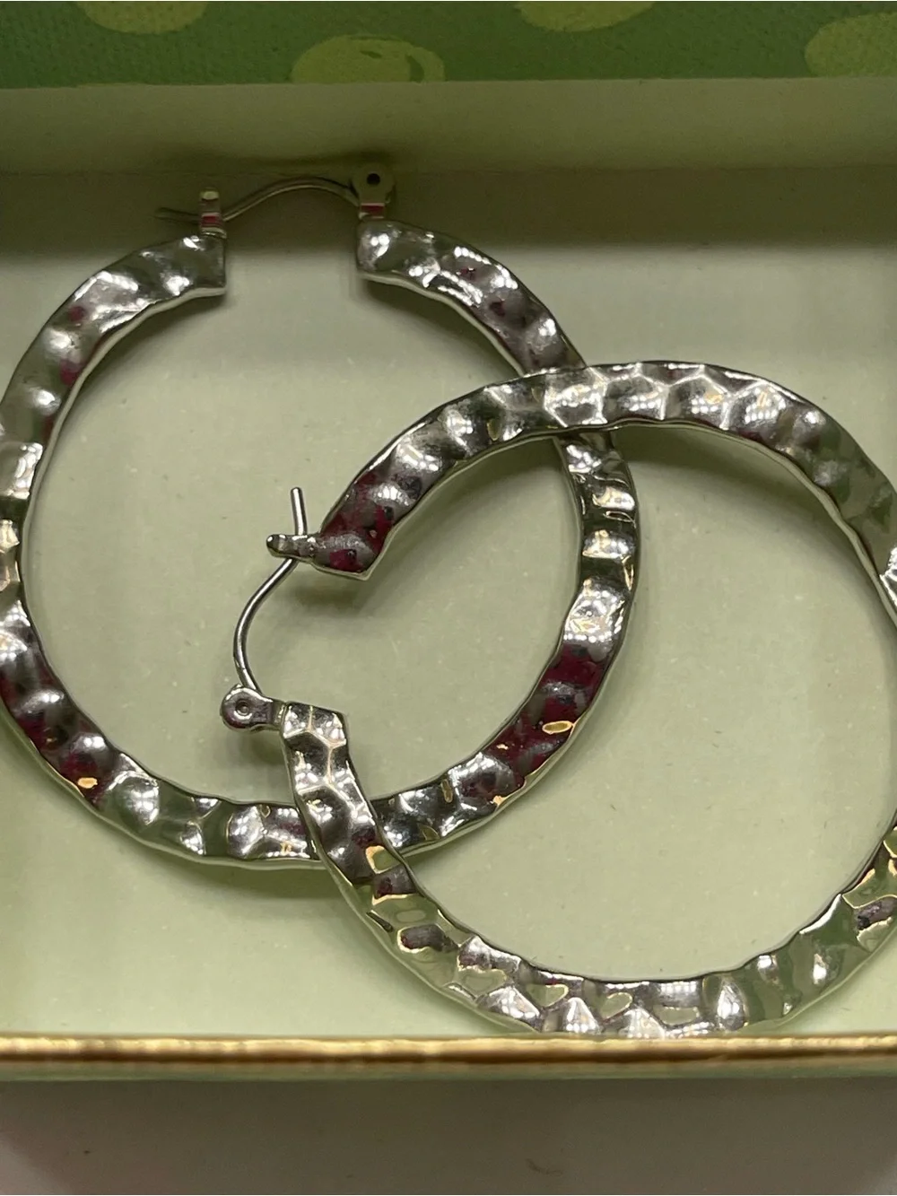 Lia Sophia Hammered Silver Hoop Earrings - Picture 3 of 6